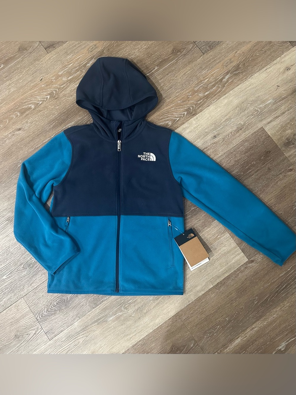NEW The North Face Kids' Two-Tone Navy & Teal Hooded Jacket